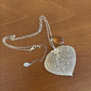 Gold Plated Leaf and Citrin Necklace
